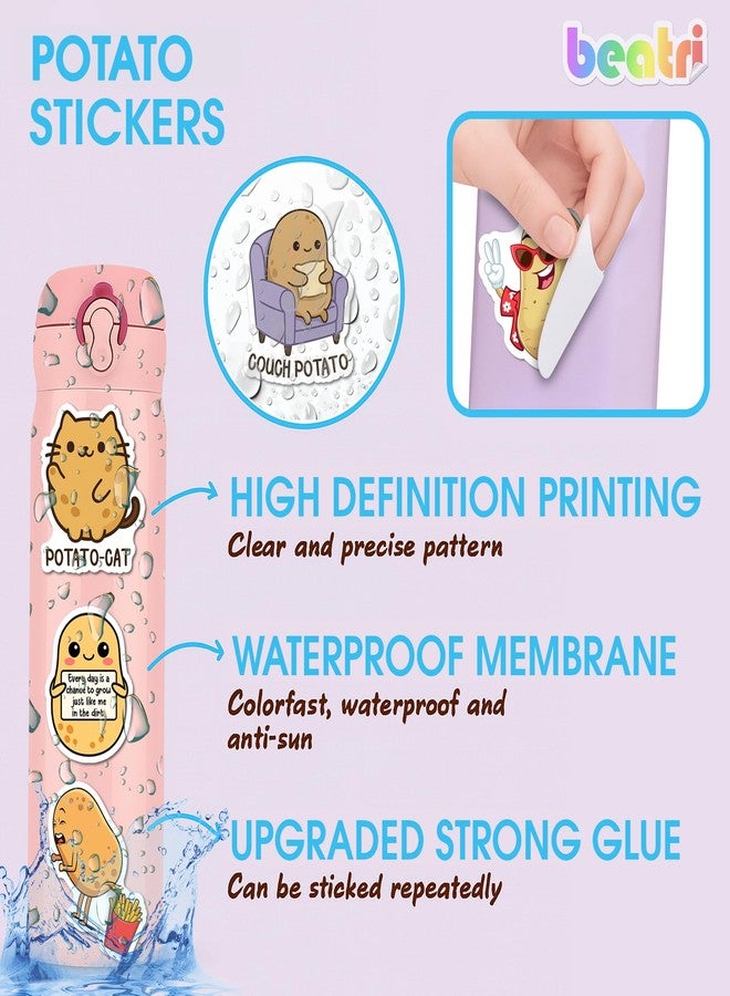BEATRI Potato Stickers Waterproof Vinyl 50Pcs Positive Potato Decor & Party Favors for Laptop, Water Bottle, Skateboard & Travel Gear | Non-Repeating Decals, High-Definition Print - Image 2